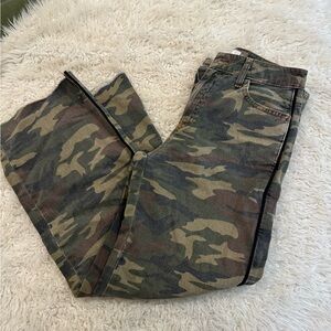 Zara camouflage raw hem cropped pants